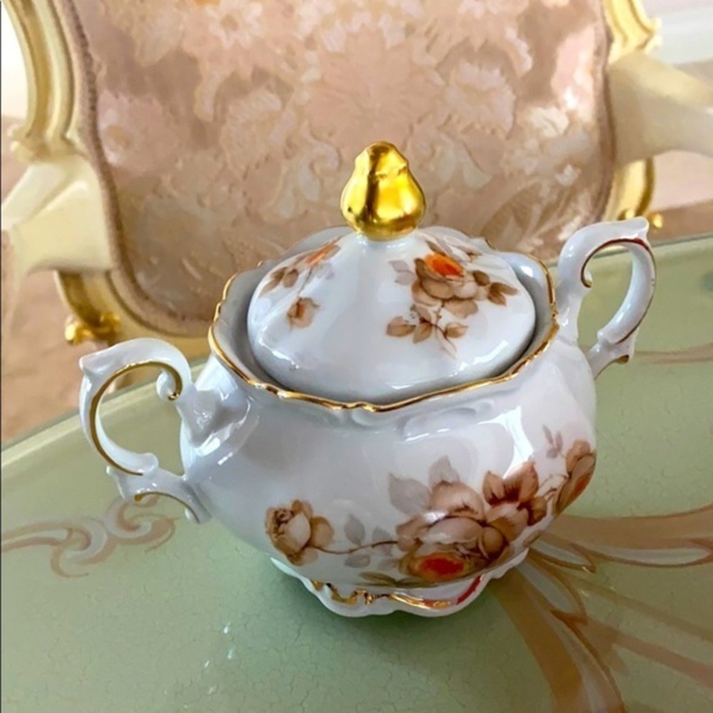 Antique Norway Rose Sugar Bowl by MITTERTEICH